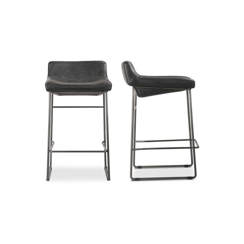 NADAAL STUDIOS Orson, Counter Stool With Top Grain Leather, Set of Two - 17"W x20"D x32"H