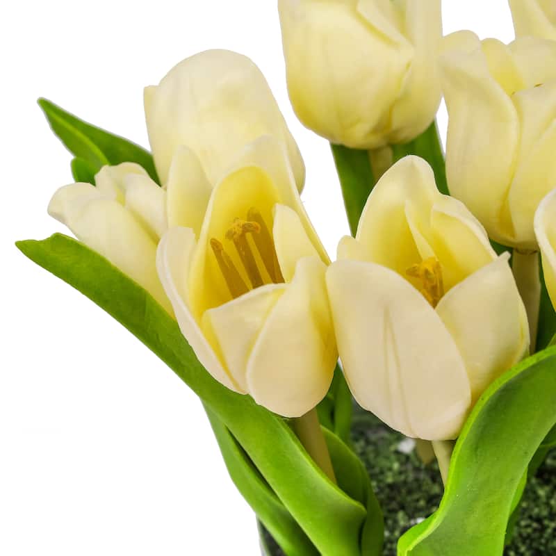 National Tree Company 9 in. Light Yellow Tulip Bouquet