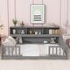 preview thumbnail 29 of 35, Floor Bed for Kids with Safety Guardrails & Bedside Bookcase, Wood Montessori Bed Frame with Shelves for Girls & Boys Grey - Full