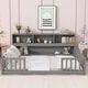 preview thumbnail 10 of 35, Pine Wood Floor Bed with Bookcase and Guardrails Full - Grey