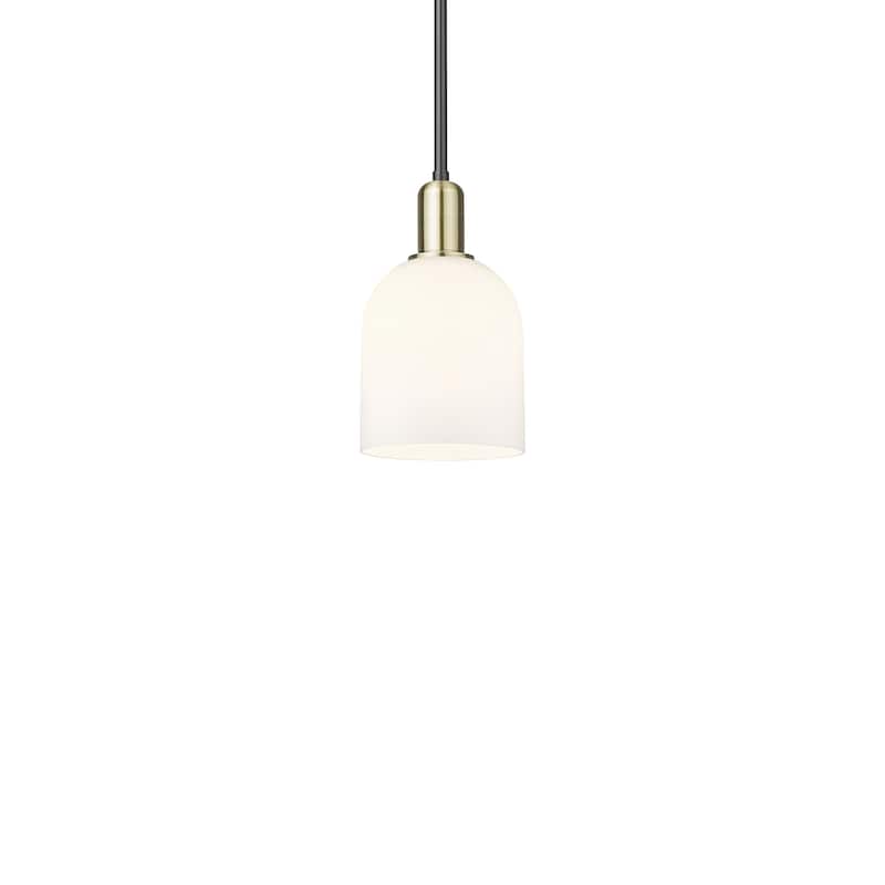 Innovations Lighting 716-1S-11-6 Bella Pendant Bella 6" Wide Mini - Black Antique Brass / White
