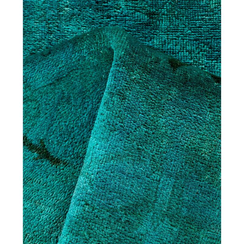 Overdyed One-of-a-Kind Hand-Knotted Area Rug - Green - 2' 7" x 16' 5"
