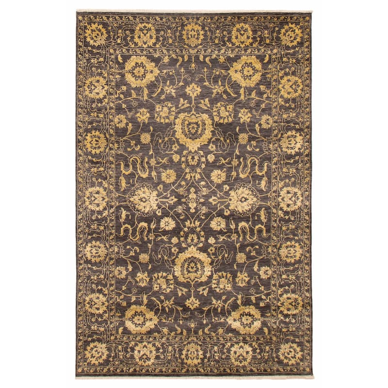 ECARPETGALLERY Hand-knotted Heritage Dark Grey Silk, Wool Rug - 6' x 9' 2" - Dark Grey - 6' x 9' 2" - Rectangle