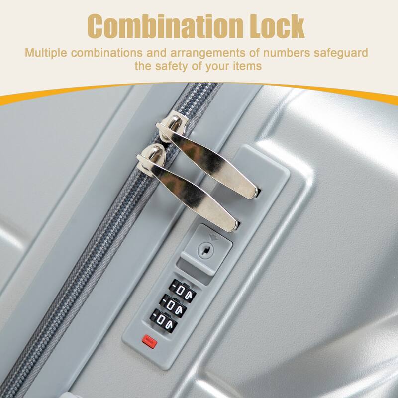 28 Inch Large Checked Luggage, Scratch Resistant Surface Four Multi-Directional Wheels, With Combination Lock and Side Hooks