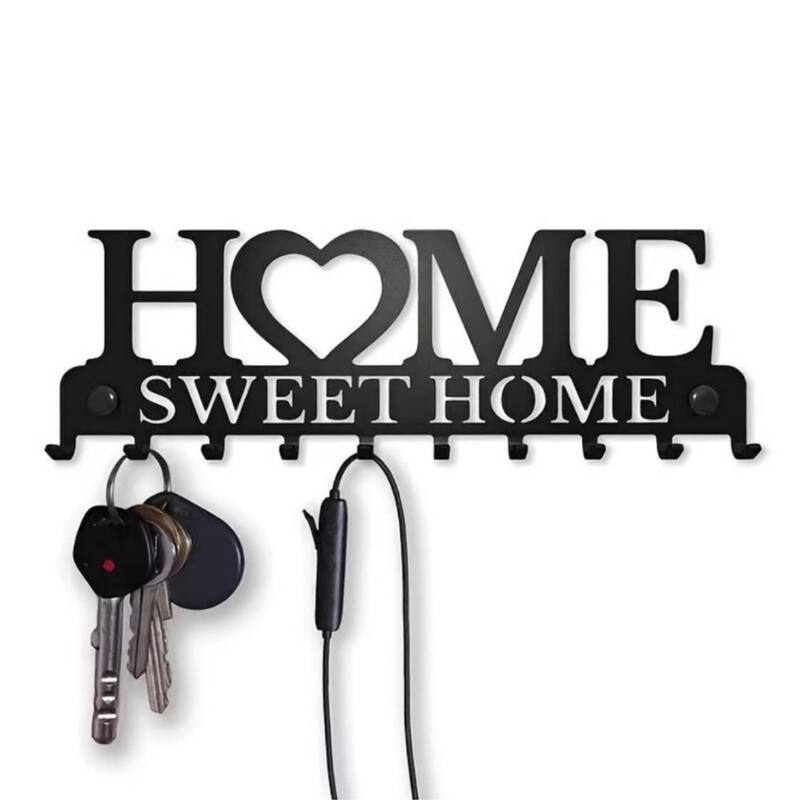 Wall Key Holder Retro Metal Handmade Iron Hooks Entrance Storage - 10.11" x 3.54"