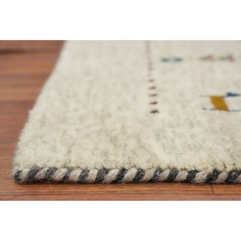 Hand Knotted Oriental 100% Wool Carpet Tribal Animal Pictorial Beige & Ivories Gabbeh Runner Rug - 9' 9'' X 2' 6''
