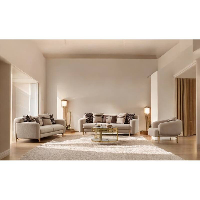 Enner 3 Pieces Living Room Sets 2 Sofa 1 Chair - Beige