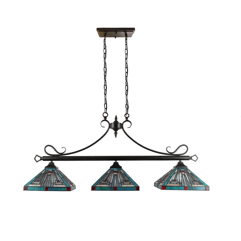 Tiffany Style Mission Design 3-light Linear Island Fixture