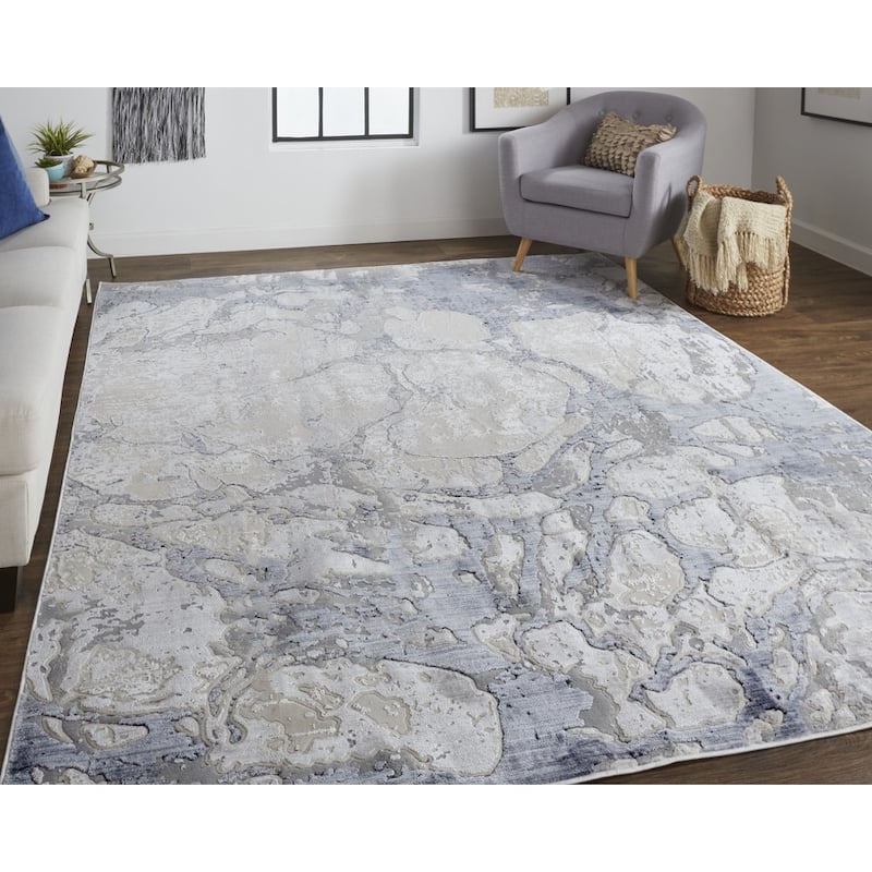 Wuseh Power Loomed Distressed Abstract Modern Non Skid Area Rug By HomeRoots - 8' x 10'