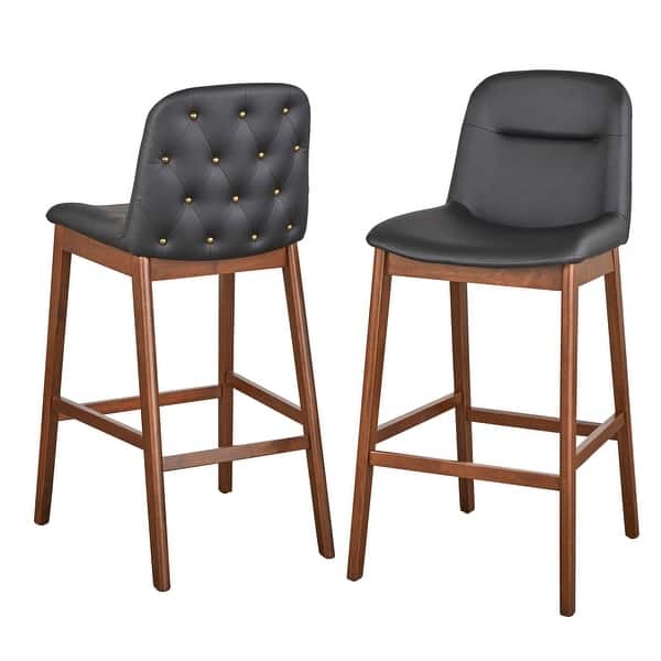 Lifestorey Raffael 30 Inch Black Faux Leather Bar Stool Set Of 2 Overstock 30160752