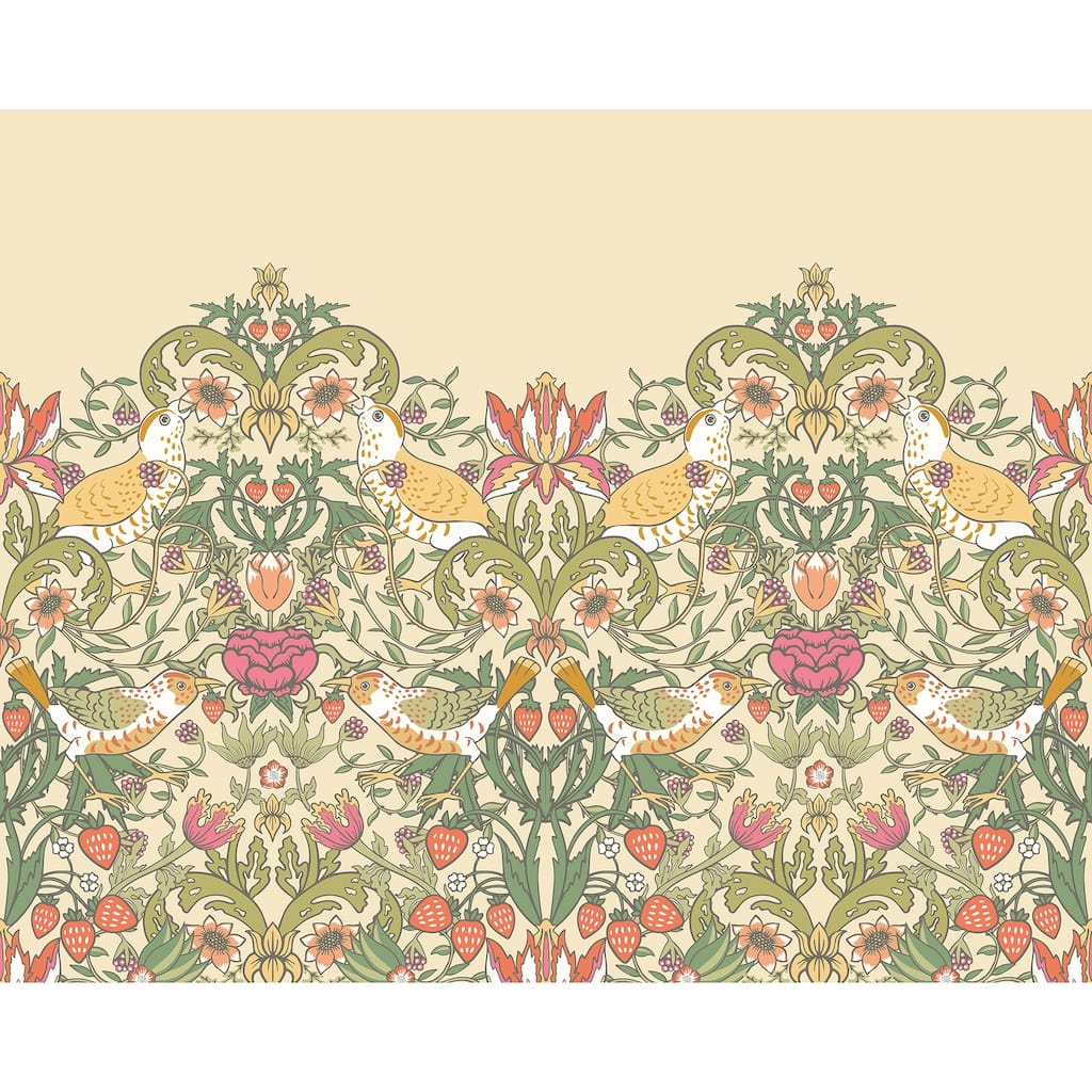 Brewster Origin Murals Birds, Fruit and Foliage Yellow Wall Mural - N/A