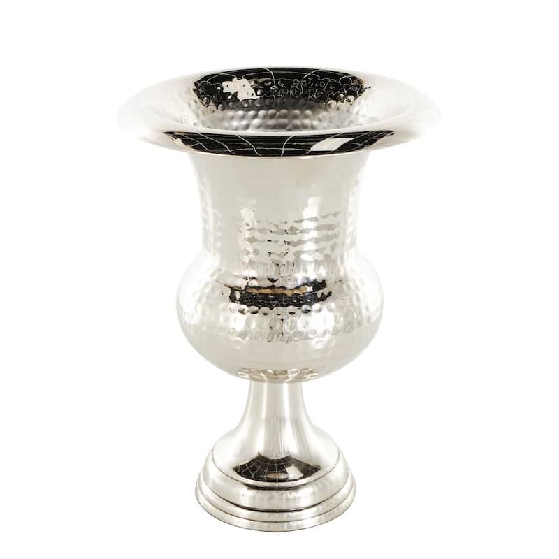 Aluminum Metal Goblet Inspired Hammered Decorative Vase - Silver or Gold - Roche River Decor - Silver