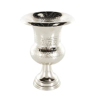 Aluminum Metal Goblet Inspired Hammered Decorative Vase - Silver or Gold - Roche River Decor