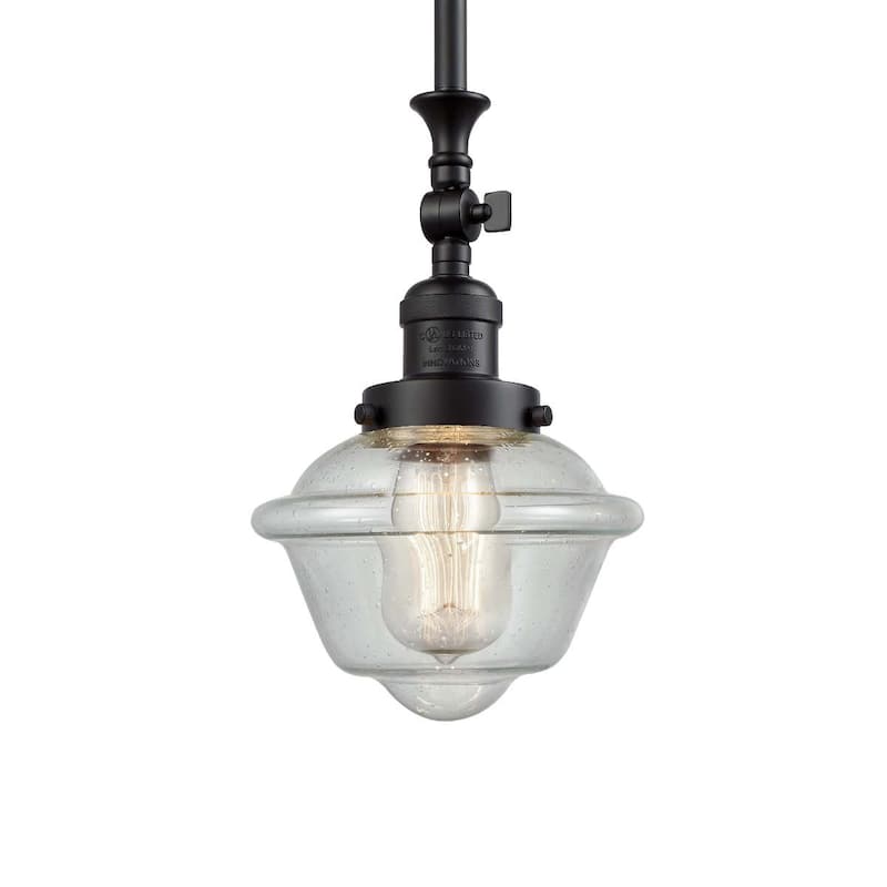 Innovations Lighting Small Oxford Single Light 8" Wide Mini Pendant - Matte Black / Seedy