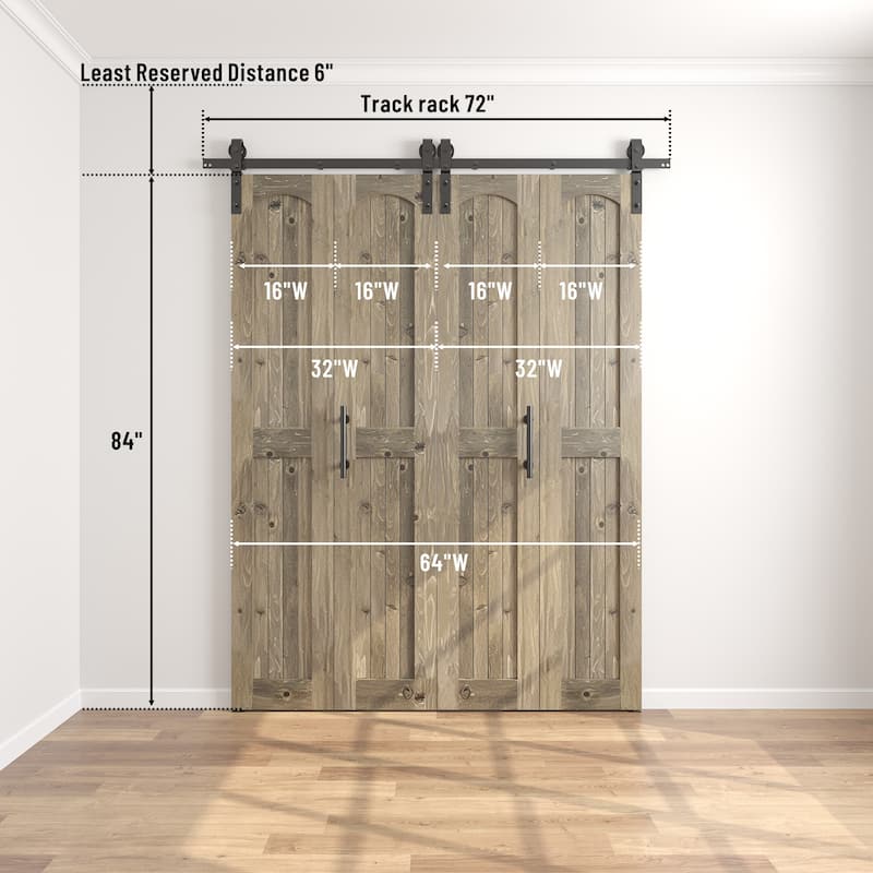 Coast Sequoia Arch Top 30in./36in./48in./60in./72in./96in. x 84in. Knotty Pine Wood Unfinished Bi-Fold Door With Hardware Kit