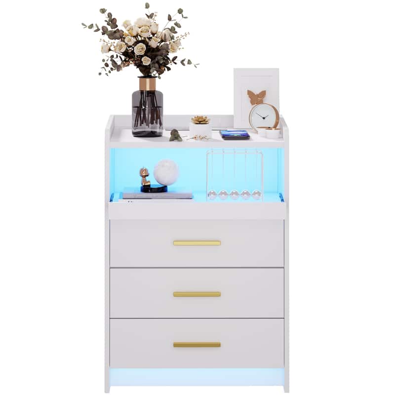 3 Drawer Nightstand With Light