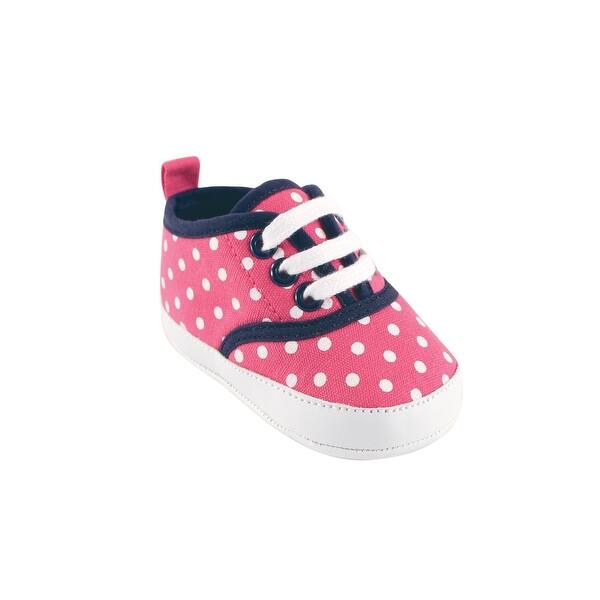 slide 1 of 1, Luvable Friends Baby Girl Crib Shoes, Pink With Polka Dots 0-6 Months - Pink With Polka Dots
