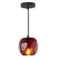 preview thumbnail 1 of 13, Quinn River of Goods Black Metal and Hand Blown Glass 6-Inch Pendant Light with Adjustable Hanging Cord - 6" x 6" x 60" 6" x 6" x 60" - Red/Black