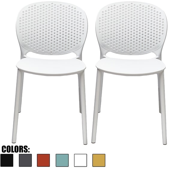 2xhome Set of 2 Designer Armless Stacking Dining Side Chairs Molded Matte For Kitchen Desk Garden Patio with Back Outdoor