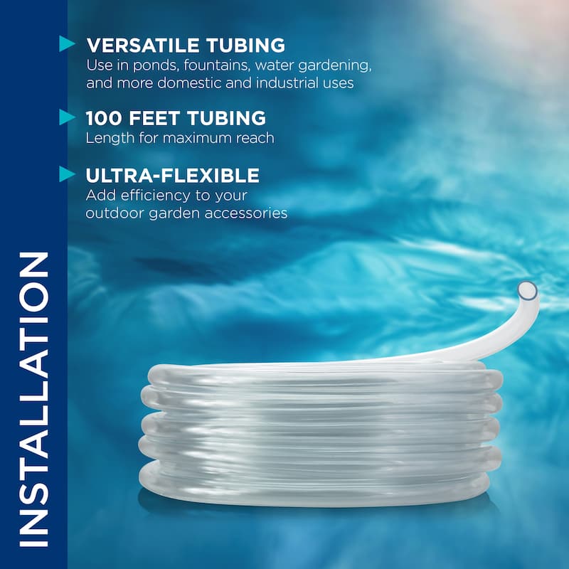 Alpine Corporation 100' PVC Tubing with " Inside Diameter for Ponds and Fountains, Clear