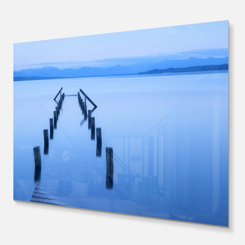 Designart 'Wood Walk' Seascape Photography Metal Wall Art Bed Bath