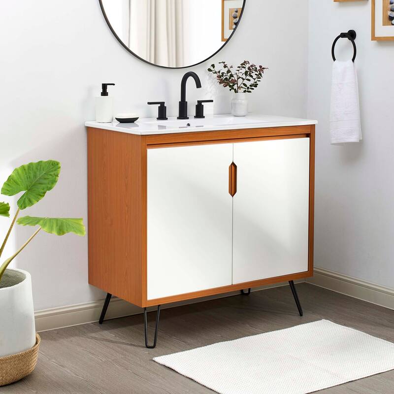 Energize 36" Bathroom Vanity - Cherry-White-White