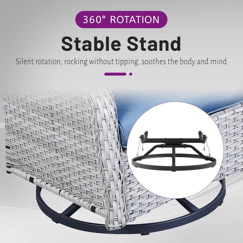 ArcoBay Wicker PE Rattan Outdoor Patio Swivel Glider Chairs with 4'' Olefin Cushions (2-Pack)