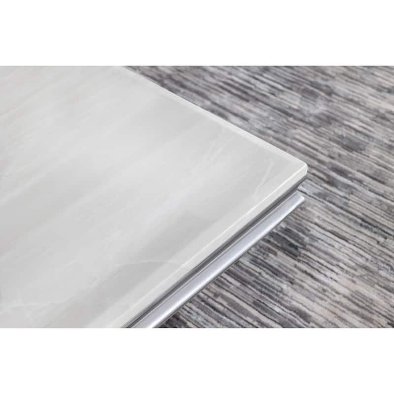 Kerwin Rectangular Sintered Stone Top Coffee Table White and Chrome
