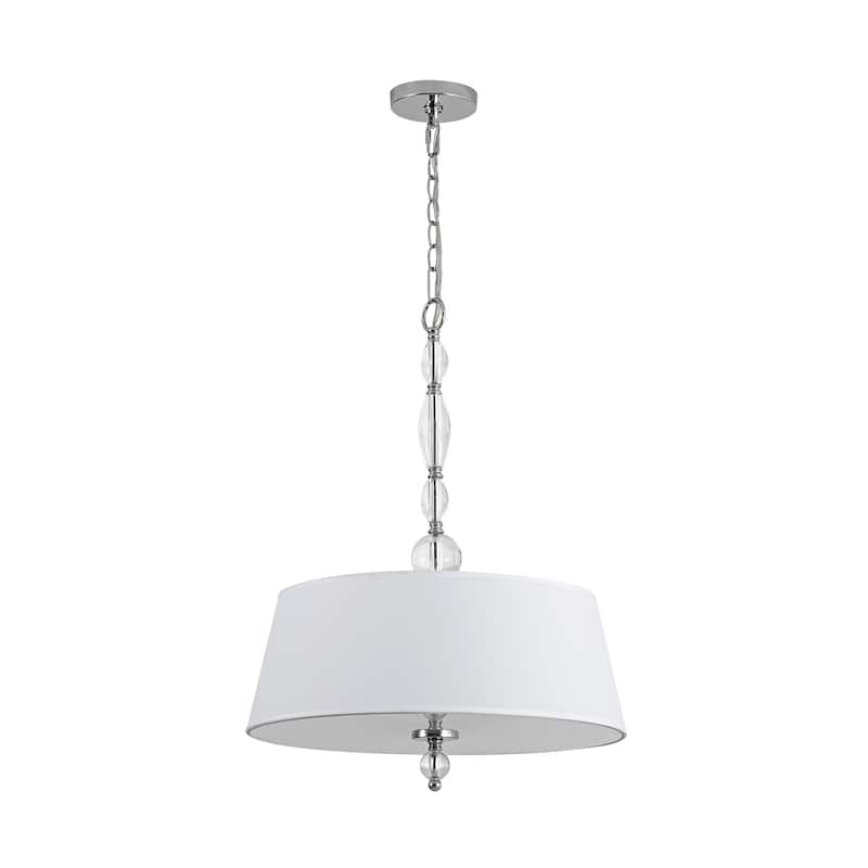 19.7" W 4-Light Modern Chrome Metal Chandelier with White Drum Fabric Shade for Living room and Bedroom Decoration