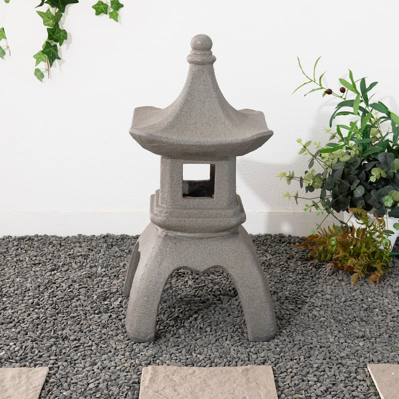 Glitzhome MGO Faux Concrete Pagoda Garden Statue Indoor and Outdoor Decoration