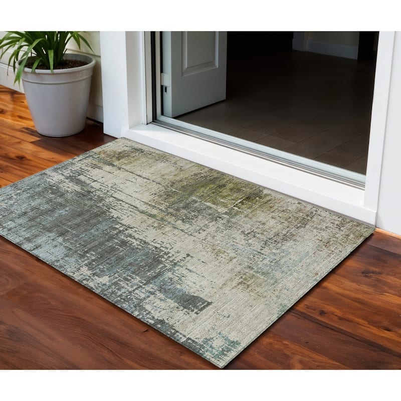 HomeRoots Abstract Transitional Rectangle Outdoor Rug - 3' x 5'