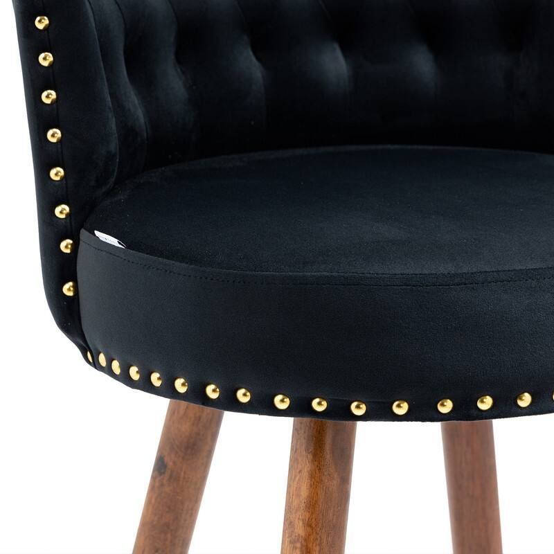 Upholstered Bar Stool With Back And Footrest（Set of 2）Black - Set of 2