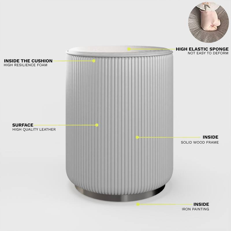 Round Ottoman Elegant Vanity Stool and Footrest for Bedroom, Makeup Desk, or Living Room