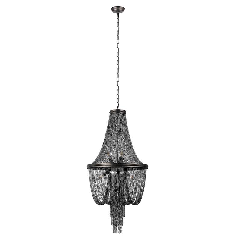 6-Light Glam Graphite Tassel Chain Chandelier