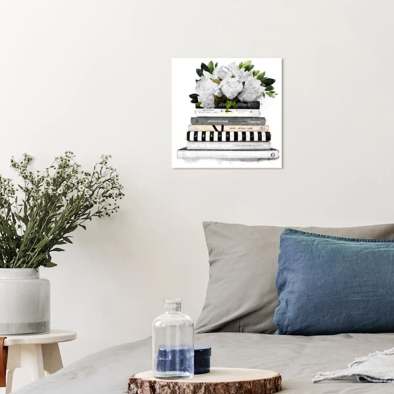 Wynwood Studio Canvas Fashion and Glam White Girlboss Books Simple White and Glam Wall Art Canvas Print - 12 x 12