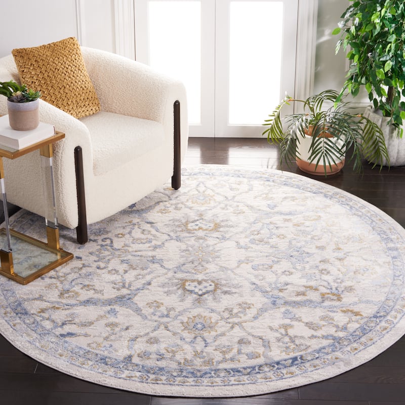 SAFAVIEH Palma Meinharda Oriental Rug - 6'7" Round - Beige/Light Blue - Round