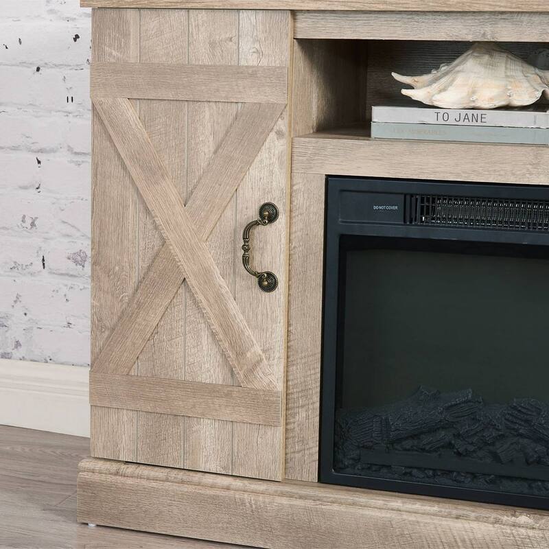 47"W Farmhouse TV Stand with 18-Inch Fireplace