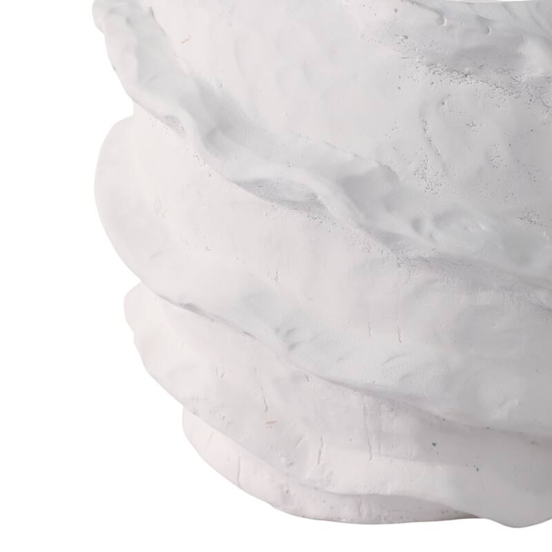 Pottery Planter Sculpted Textured Design Home Garden Decor - 5" White - 7" x 7" x 5.25"