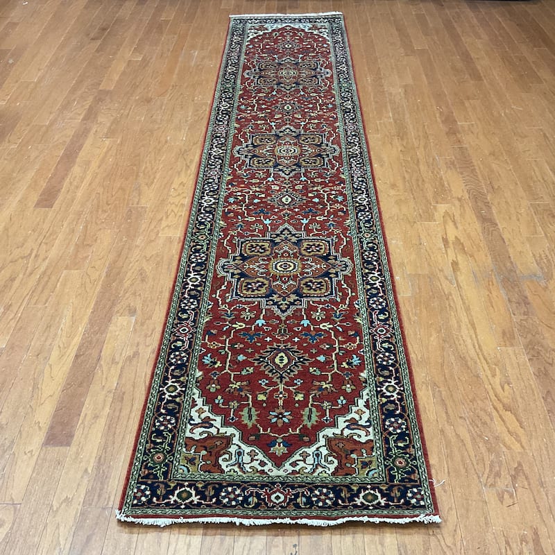 HERAT ORIENTAL Hand-knotted 2'6 x 12' Indo Serapi Wool Runner - 2'6" x 12'