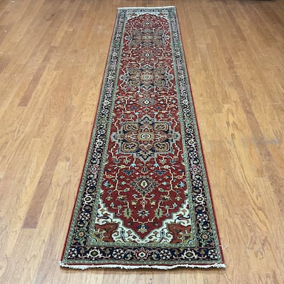 HERAT ORIENTAL Hand-knotted 2'6 x 12' Indo Serapi Wool Runner - 2'6" x 12'