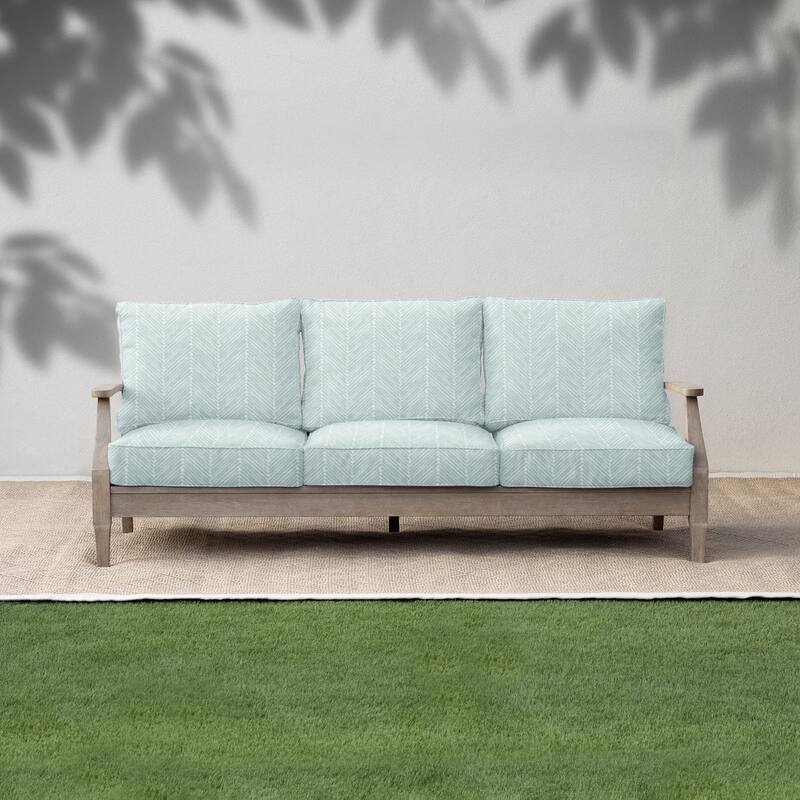 Sorra Home Griffen Snowy Indoor/Outdoor Corded Pillow and Cushion Sofa Set - 27 x 29 x 5 - Griffen Snowy