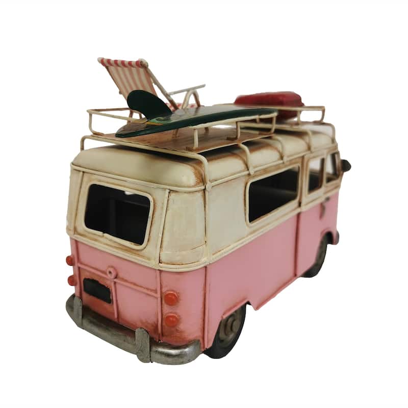 VW Pink Metal Bus Decor