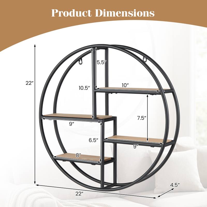 Gymax 4-Tier Floating Shelf Modern Geometric Hanging Storage Organizer