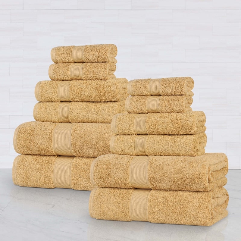 Superior Oregon Organic Cotton Solid 12-Piece Towel Set - Gold