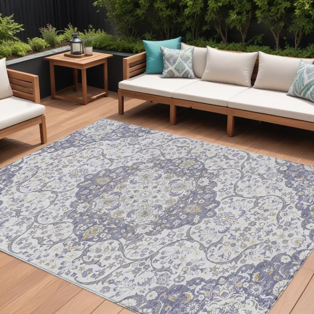HomeRoots Medallion Traditional Rectangle Outdoor Rug