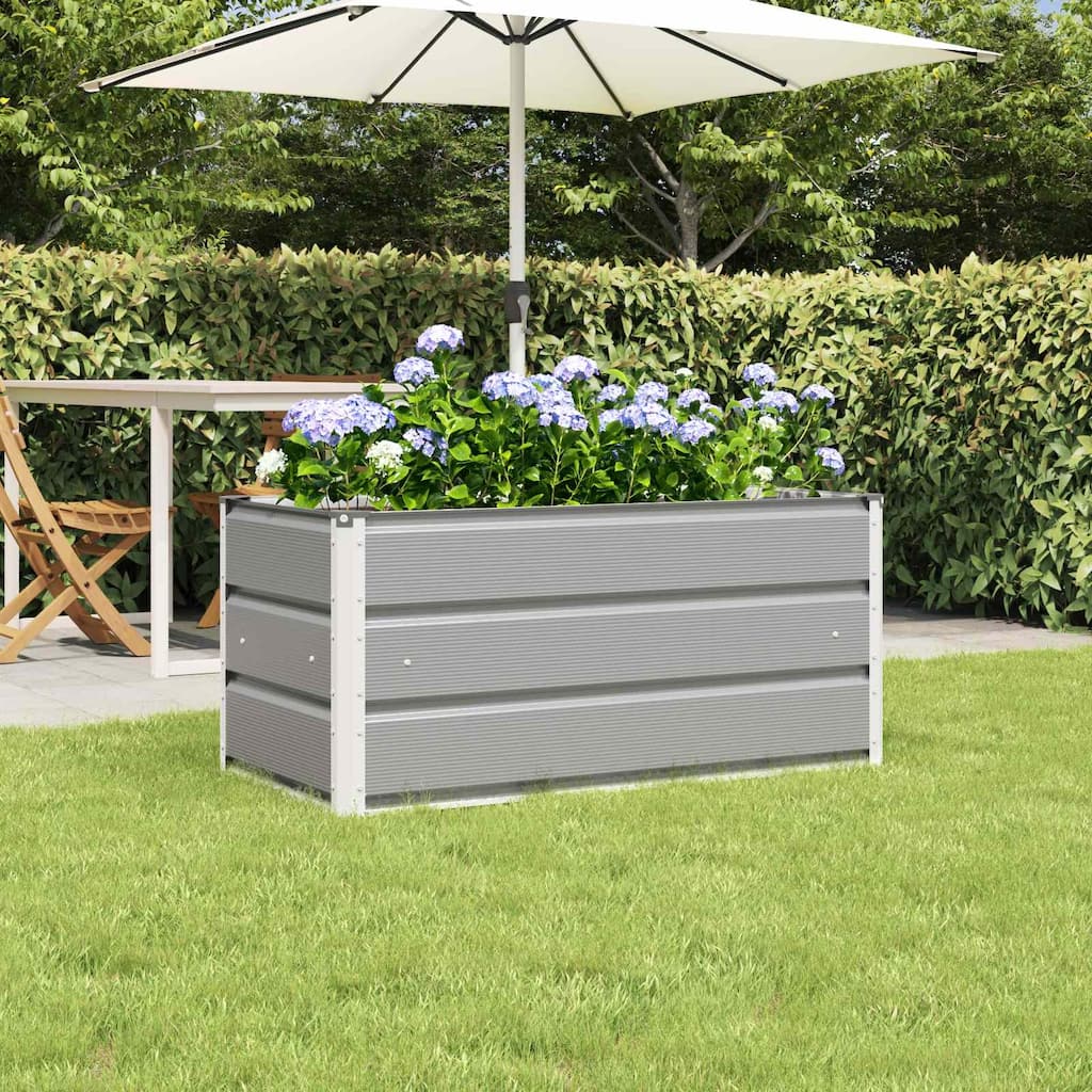 vidaXL Planter in Galvanised Steel - 39.37 x 19.69 x 17.72