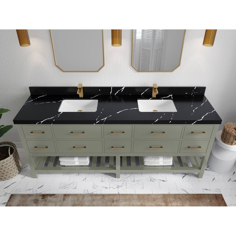 Willow Collections 84 in. W x 22 in. D Parker Double Sink Bathroom vanity with Regular Countertop