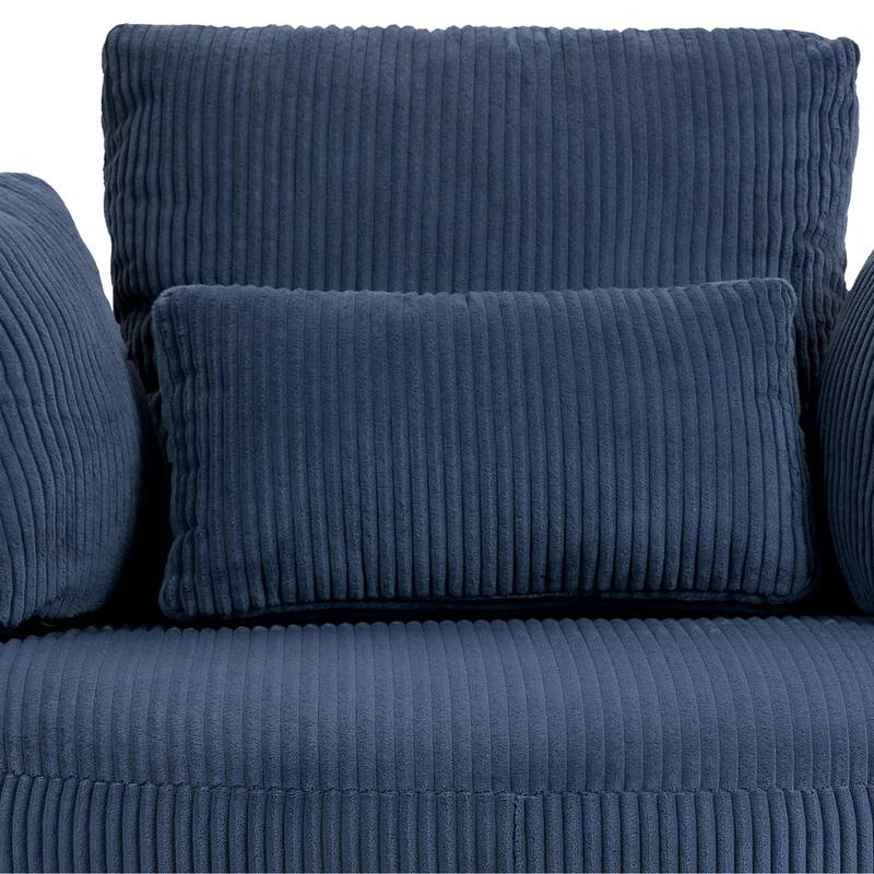 41" W Oversized Accent Barrel Swivel Chair with Moon Storage Ottoman