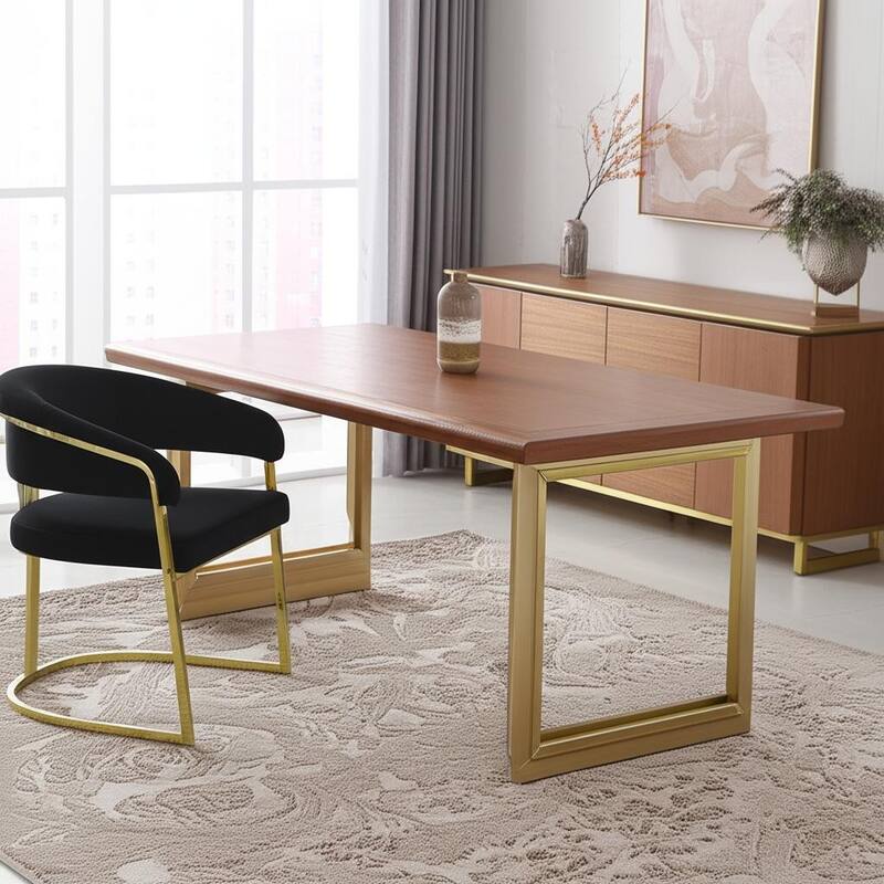 HomeRoots Black and Gold Upholstered Velvet Partially Open Back Dining Side Chair - 20.00 in. x 32.00 in. x 22.00 in. - Single - 20.00 in. x 32.00 in.  x 22.00 in. - Black