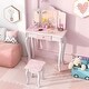 preview thumbnail 6 of 7, Kids Vanity Table Set with Drawer & 3 Makeup Accessories for Pretend Play - 24" L x 11" W x 38.5" H